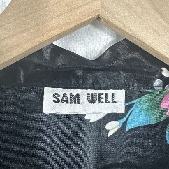 Sam Well Black Floral Peacock Belted Satin Kimono Robe Womens OSFM - Picture 3 of 14